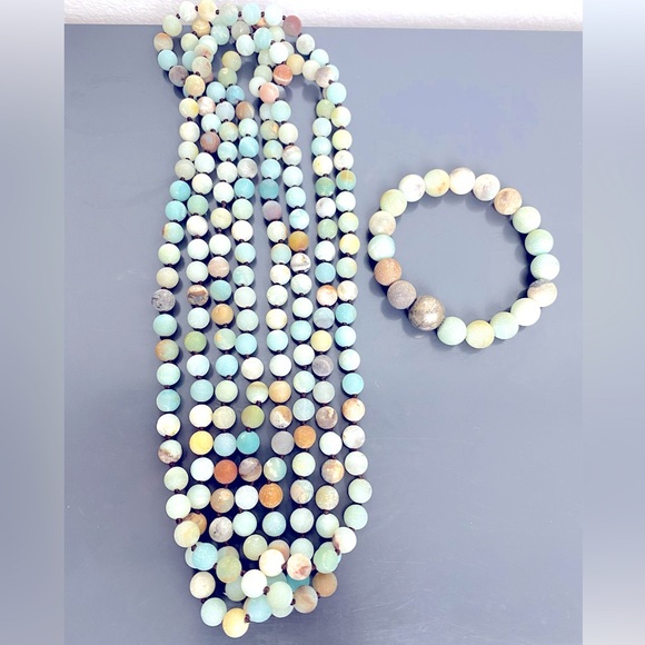 Amazonite necklace and bracelet set - Picture 1 of 7